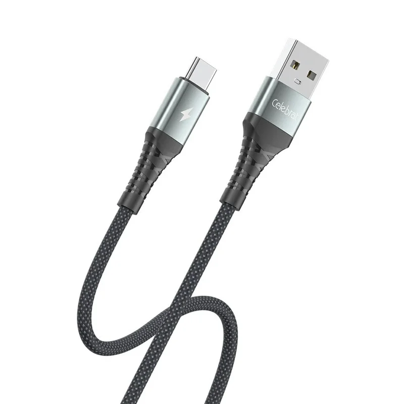 CELEBRAT CB-40 1m 3A Fast Charging 480Mbps Data Transfer Aluminum Alloy Braided Cable - USB-A to Type-C