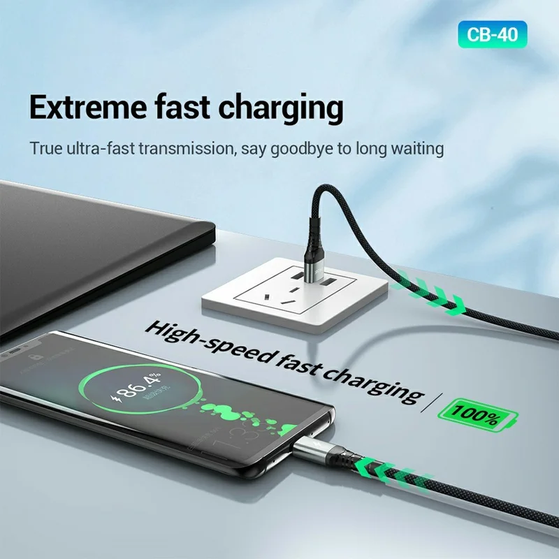 CELEBRAT CB-40 1m 3A Fast Charging 480Mbps Data Transfer Aluminum Alloy Braided Cable - USB-A to Type-C