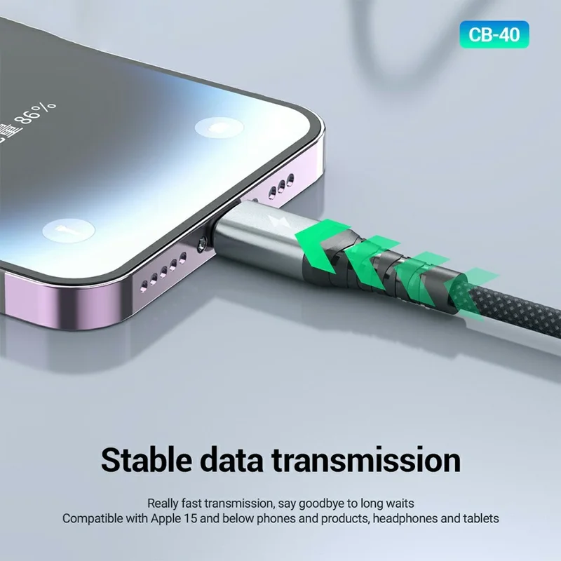 CELEBRAT CB-40 1m 3A Fast Charging 480Mbps Data Transfer Aluminum Alloy Braided Cable - USB-A to Type-C