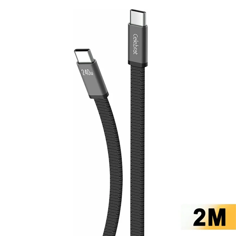 CELEBRAT CB-43C 2m USB-C to USB-C Braided Cable PD 240W Fast Charging 480Mbps Data Transfer