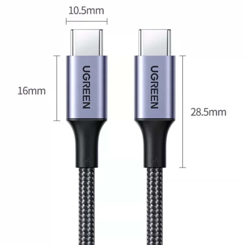 Cavo UGREEN US316 PD 3.0 100 W Ricarica Veloce USB-C a USB-C 480 Mbps Trasferimento Dati Cavo in Nylon Intrecciato