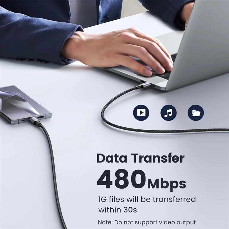 Cavo UGREEN US316 PD 3.0 100 W Ricarica Veloce USB-C a USB-C 480 Mbps Trasferimento Dati Cavo in Nylon Intrecciato
