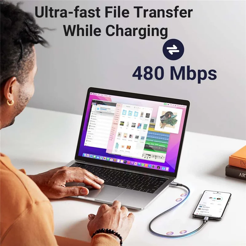 Cavo UGREEN US316 PD 3.0 100 W Ricarica Veloce USB-C a USB-C 480 Mbps Trasferimento Dati Cavo in Nylon Intrecciato
