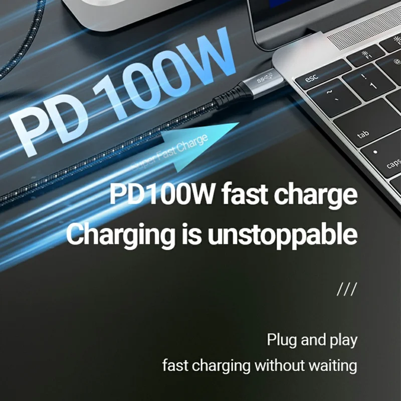 CELEBRAT CA-07 1m USB-C to USB-C Cable PD 100W Fast Charging 4K / 60Hz Video Output USB4 Data Transfer