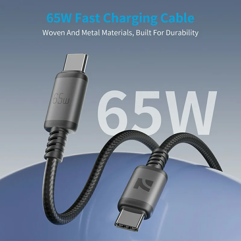 NCC SC Series 1.2m USB-C to USB-C Fast Charging Cable 65W PD 3.0 Data Transfer Cable for Laptop Tablet Smartphone - Dark Grey