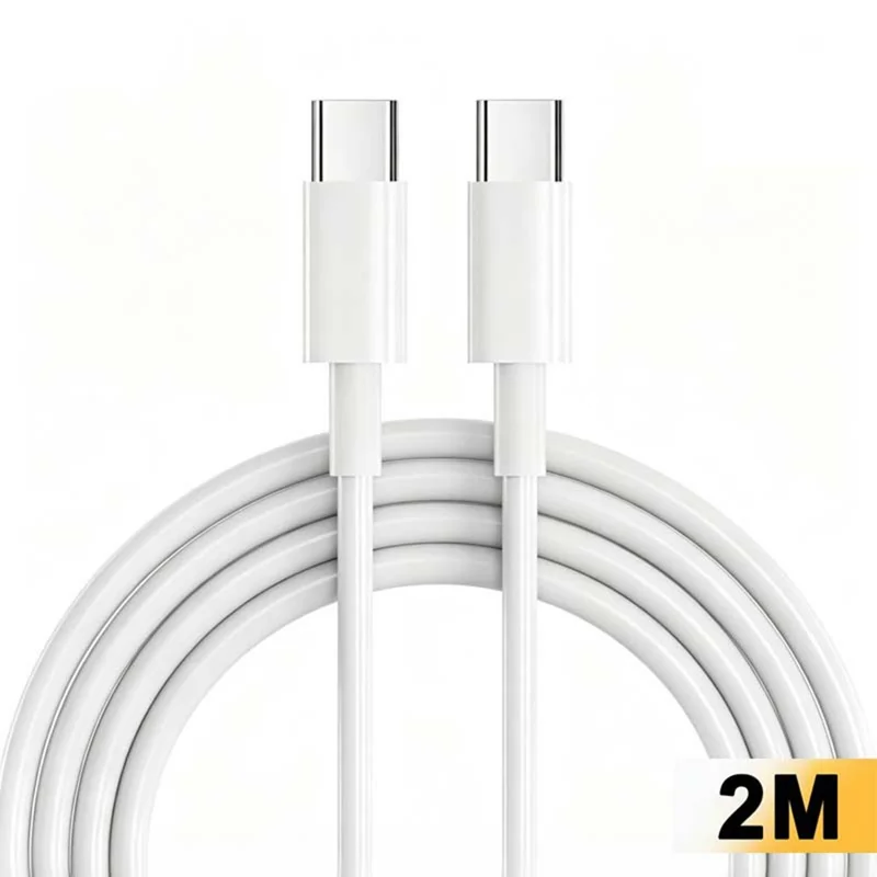 D-POWER 9002 2m 3A USB-C to USB-C TPE Charging Cable PD 20W Fast Charging and Data Sync - White