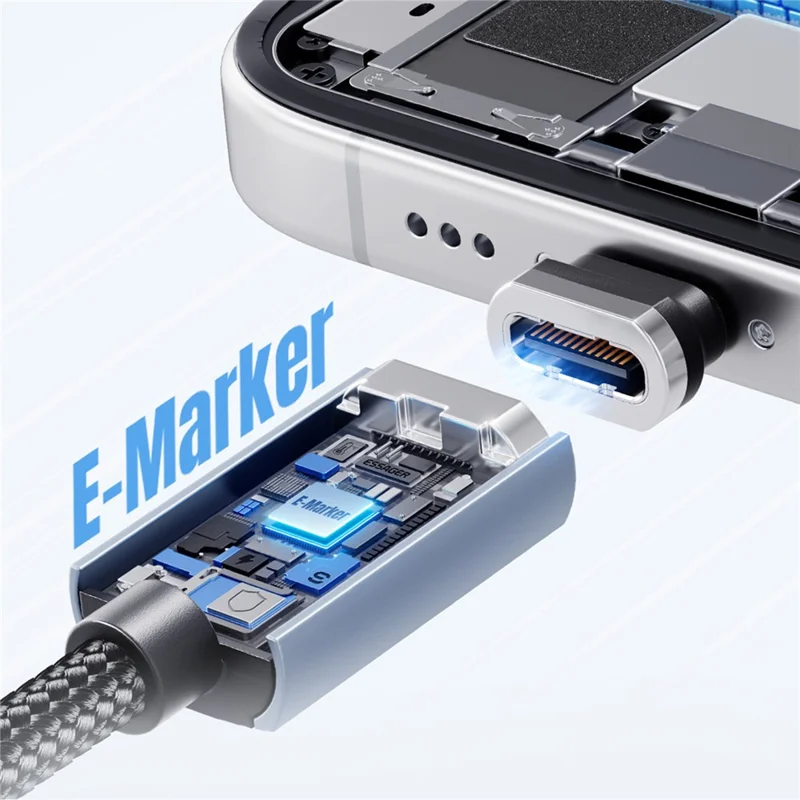 ESSAGER ES-X95 1m Magnetic Type-C to Type-C Charging Data Cable 240W 480Mbps Data Cord - Grey