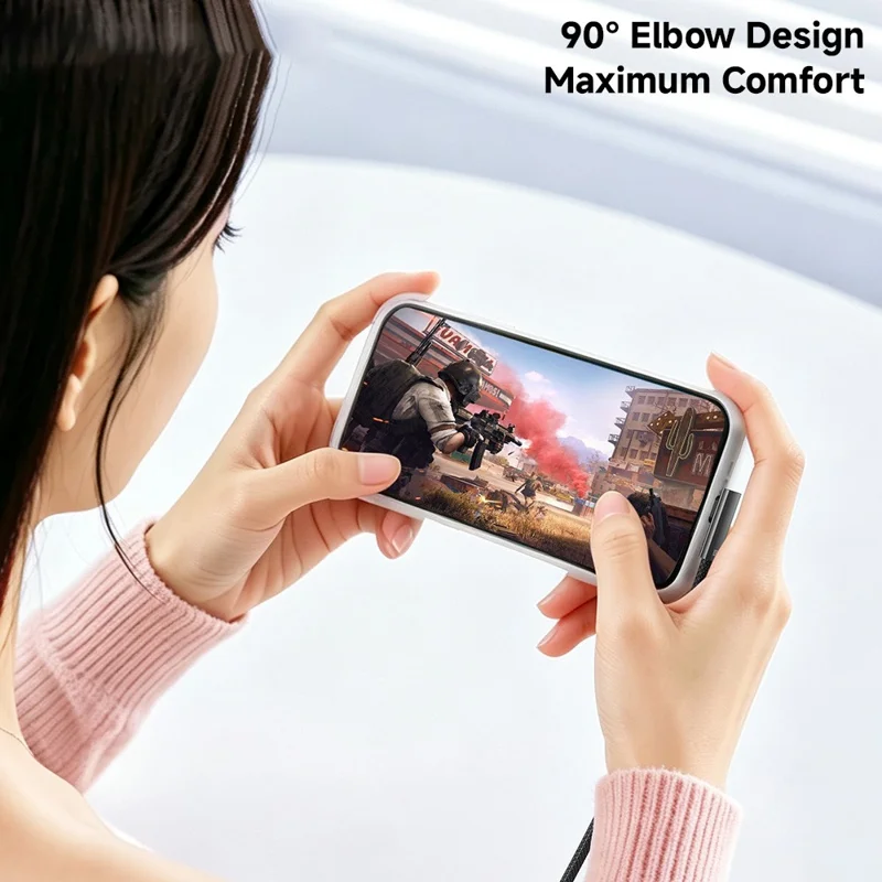 ESSAGER ES-X85 1 м кабель данных с изогнутым разъемом Type-C – Type-C, 100 Вт, 5 А, USB 2.0, 480 Мбит/с, черный