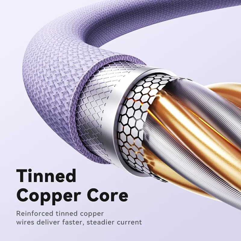 TOOCKI TX136C4 2m 240W Fast Charging USB-C Magnetic Plug Data Cable 480Mbps with Removal Clamp - Purple