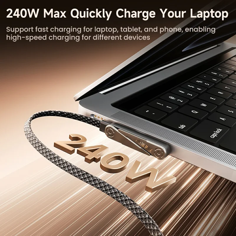 TOOCKI X119C4 1.5m 240W Fast Charging USB-C to USB-C Braided Cable with Foldable Stand - Black