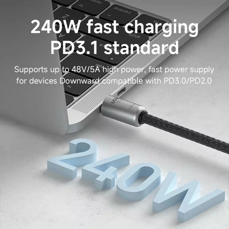 HAGIBIS GS200 30cm USB4 Type-C to Type-C Cable 80Gbps 240W 8K / 60Hz Keychain Lanyard - Silver