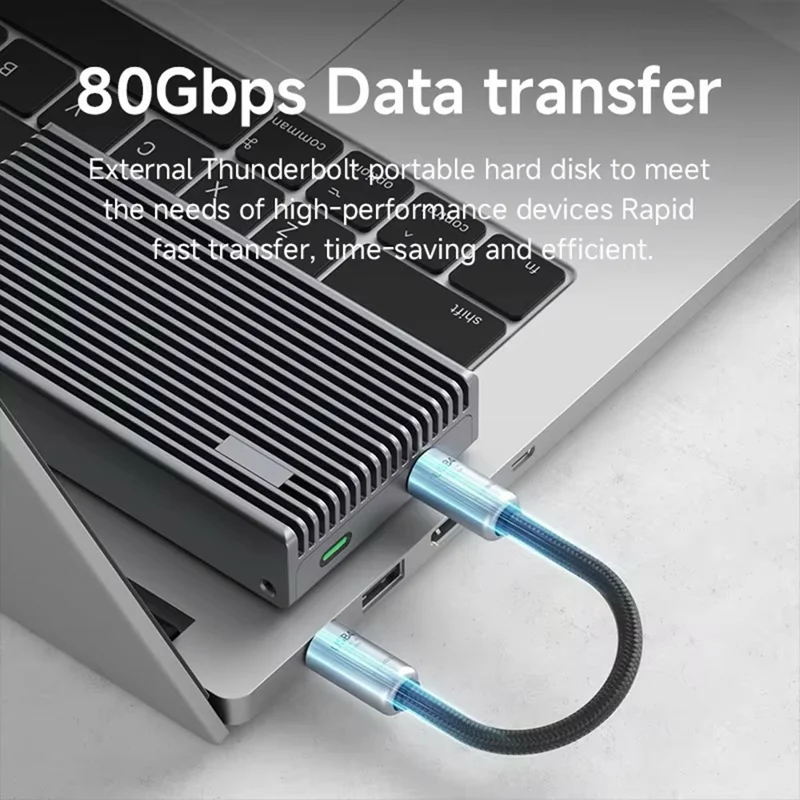 HAGIBIS GS200 30cm USB4 Type-C to Type-C Cable 80Gbps 240W 8K / 60Hz Keychain Lanyard - Silver