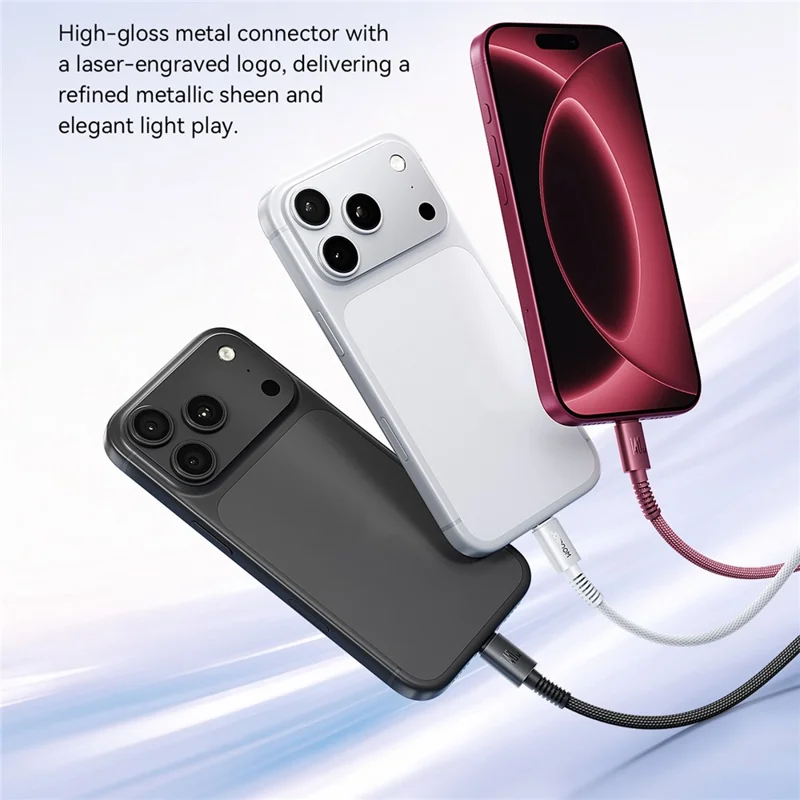 JORROOM AC40 2m USB-C to USB-C Cable 140W 480Mbps E-Marker Nylon Braided Data Cable - Cherry Red
