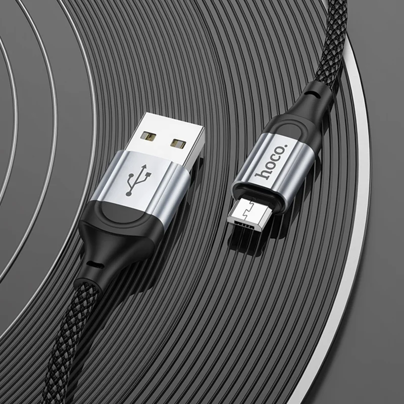 HOCO X102 1m USB-A to Micro-USB Cable Nylon Braided 2.4A Charging Data Cord - Black