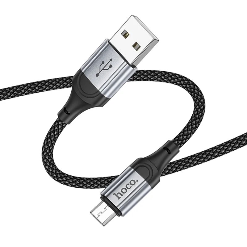 HOCO X102 1m USB-A to Micro-USB Cable Nylon Braided 2.4A Charging Data Cord - Black