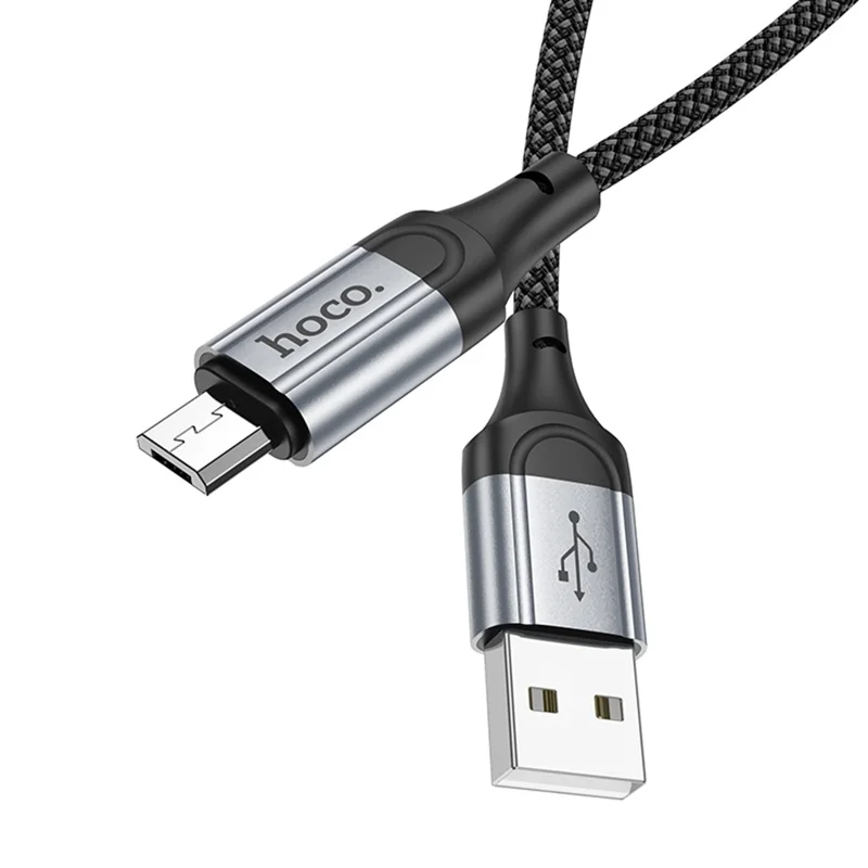 HOCO X102 1m USB-A to Micro-USB Cable Nylon Braided 2.4A Charging Data Cord - Black