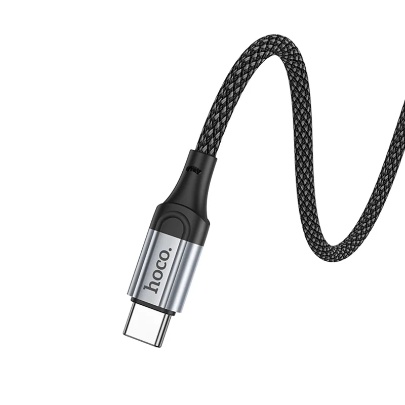 HOCO X102 1m USB-A to USB-C Cable Nylon Braided Aluminum Alloy 3A Charging Data Cord - Black