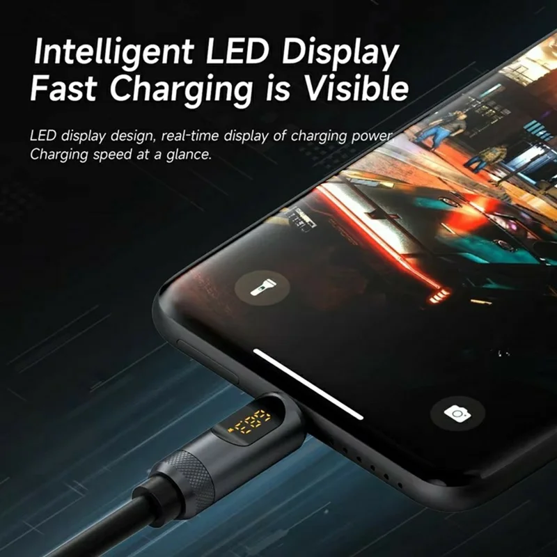 HAGIBIS SX03S 1m USB-C Cable 240W PD3.1 480Mbps LED Display Charging Data Cable - Tarnish
