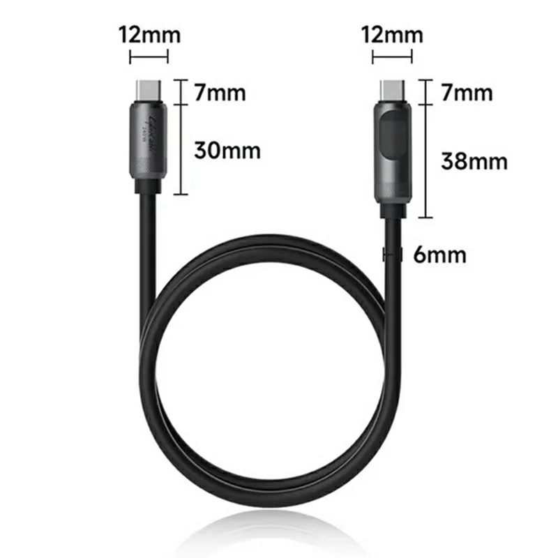 HAGIBIS SX03S 1m USB-C Cable 240W PD3.1 480Mbps LED Display Charging Data Cable - Tarnish