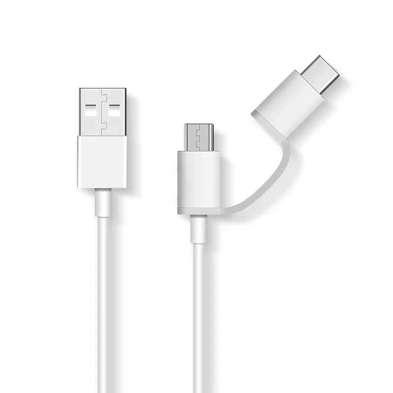 KELI 1m 2 in 1 Charging Data Cable 2A 480Mbps for Micro USB and USB-C Devices - White