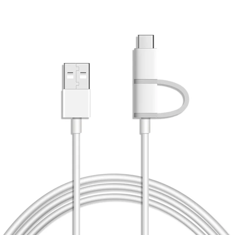 KELI 1m 2 in 1 Charging Data Cable 2A 480Mbps for Micro USB and USB-C Devices - White