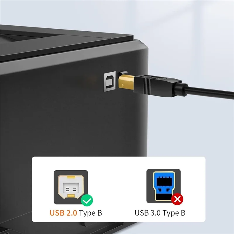 CABLECREATION CC1178 1m USB-C to USB 2.0 Type-B Cable Gold-Plated Shielded for Printers - Black