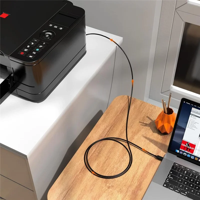 CABLECREATION CC0011 2m USB-C auf USB 2.0 Typ-B Kabel vergoldet, abgeschirmt für Drucker – Schwarz