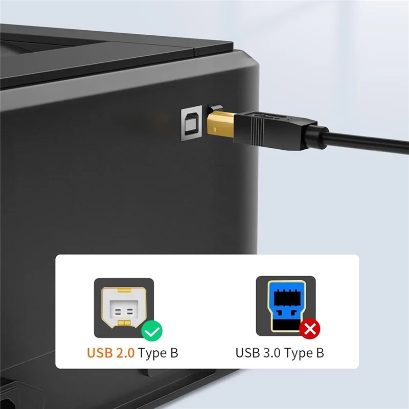 CABLECREATION CC0011 2m USB-C auf USB 2.0 Typ-B Kabel vergoldet, abgeschirmt für Drucker – Schwarz