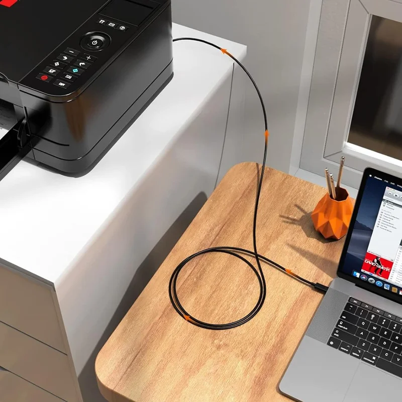 CABLECREATION CC1198 3 m Kabel USB-C do USB 2.0 Typ-B, złociste, ekranowane, do drukarek – Czarny
