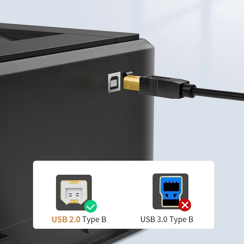 CABLECREATION CC1198 3 m Kabel USB-C do USB 2.0 Typ-B, złociste, ekranowane, do drukarek – Czarny