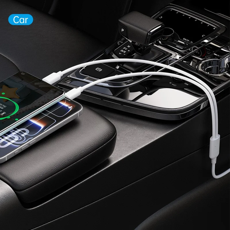 ROCK G19 1m 2 in 1 Charging Cable Portable USB-C to Type-C + iP 3A Max Fast Charging Cord - White