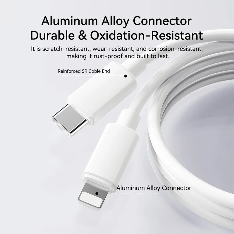 ROCK G19 1m 2 in 1 Charging Cable Portable USB-C to Type-C + iP 3A Max Fast Charging Cord - White