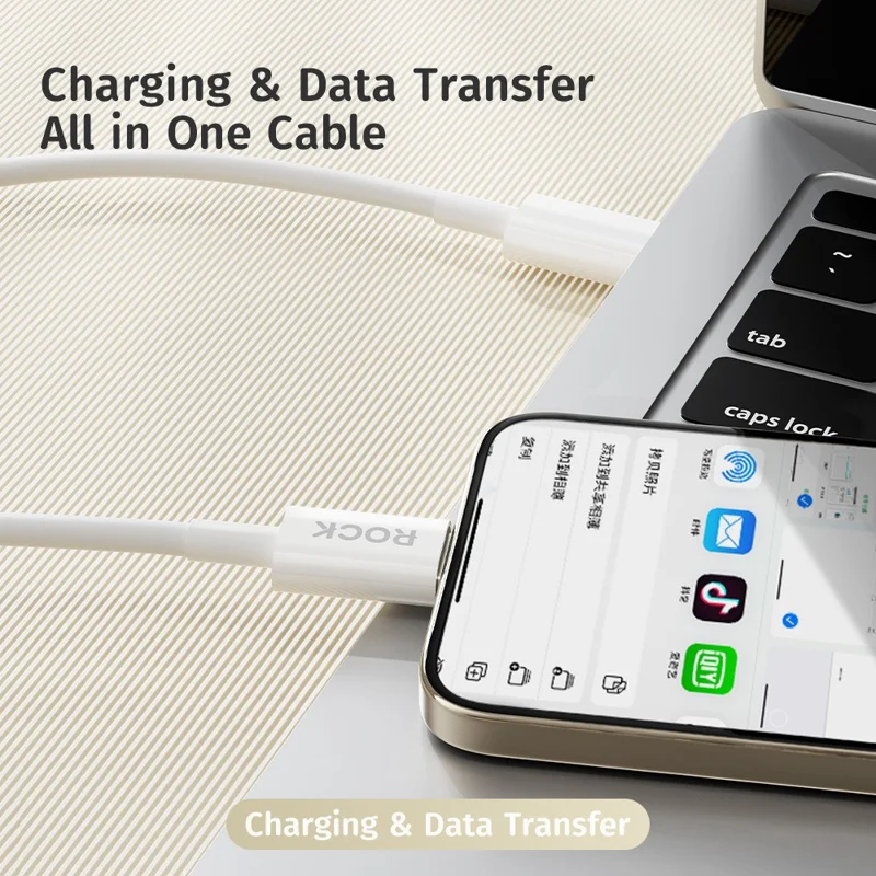 ROCK P8 1m USB-C to USB-C Cable 2A Fast Charging Data Transfer Cord - White