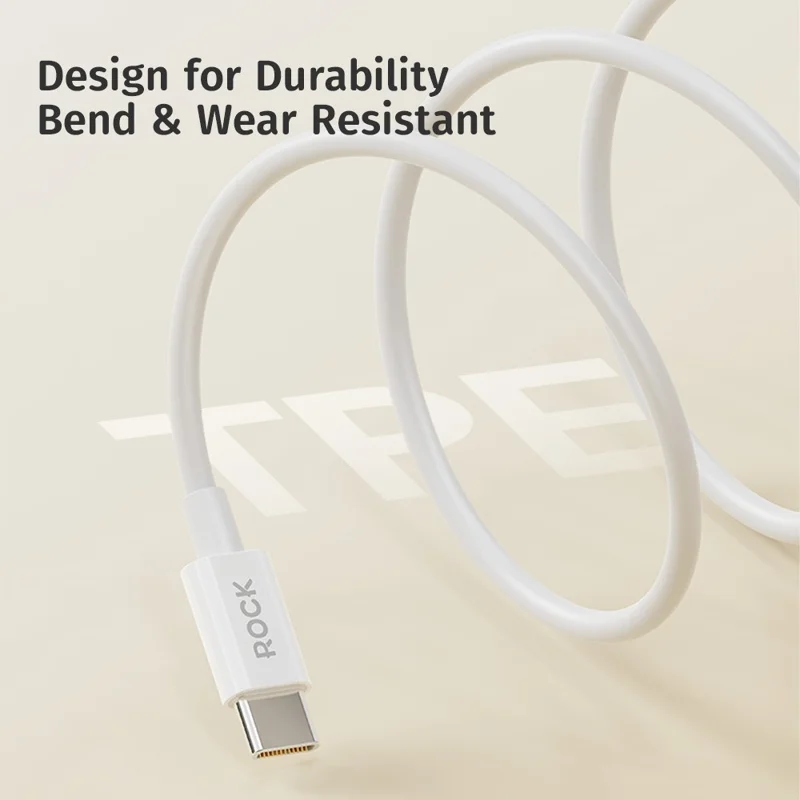 ROCK P8 1m USB-C to USB-C Cable 2A Fast Charging Data Transfer Cord - White