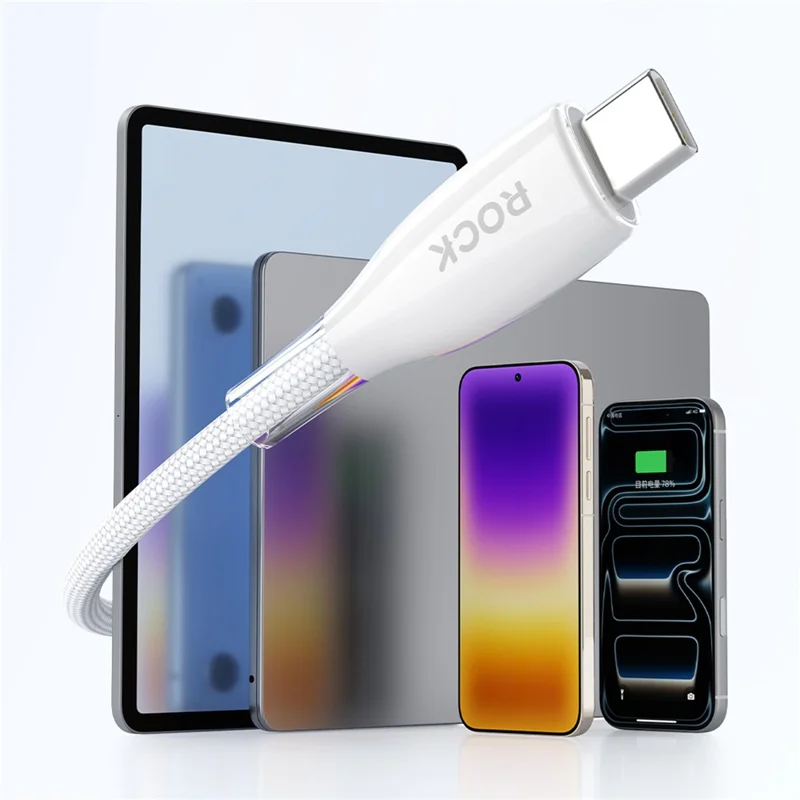ROCK Z23 1.5m USB-A to USB-C Cable 66W 5A Fast Charging Data Transfer 480Mbps Nylon Braided Cord - Beige
