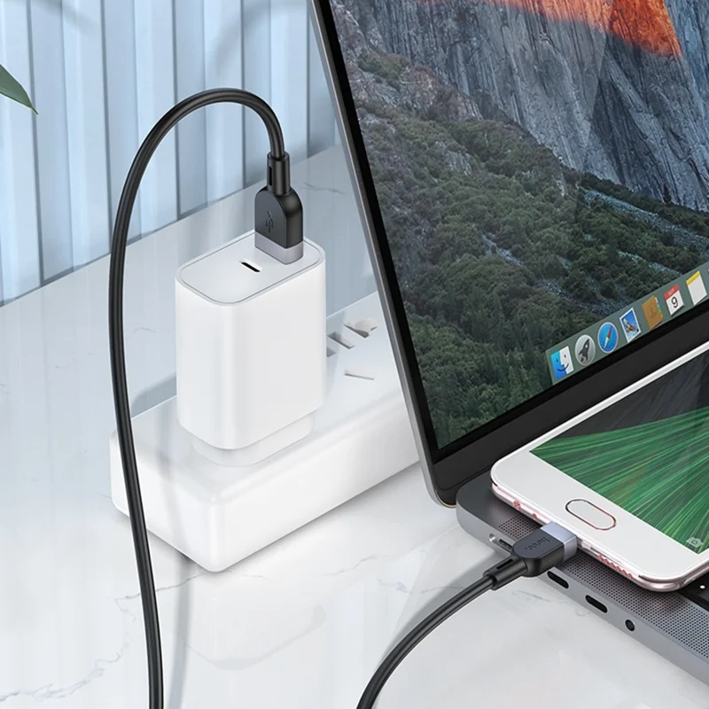 HOCO X109 2m USB-A to Micro-USB Silicone Flat Charging Data Cable - Black