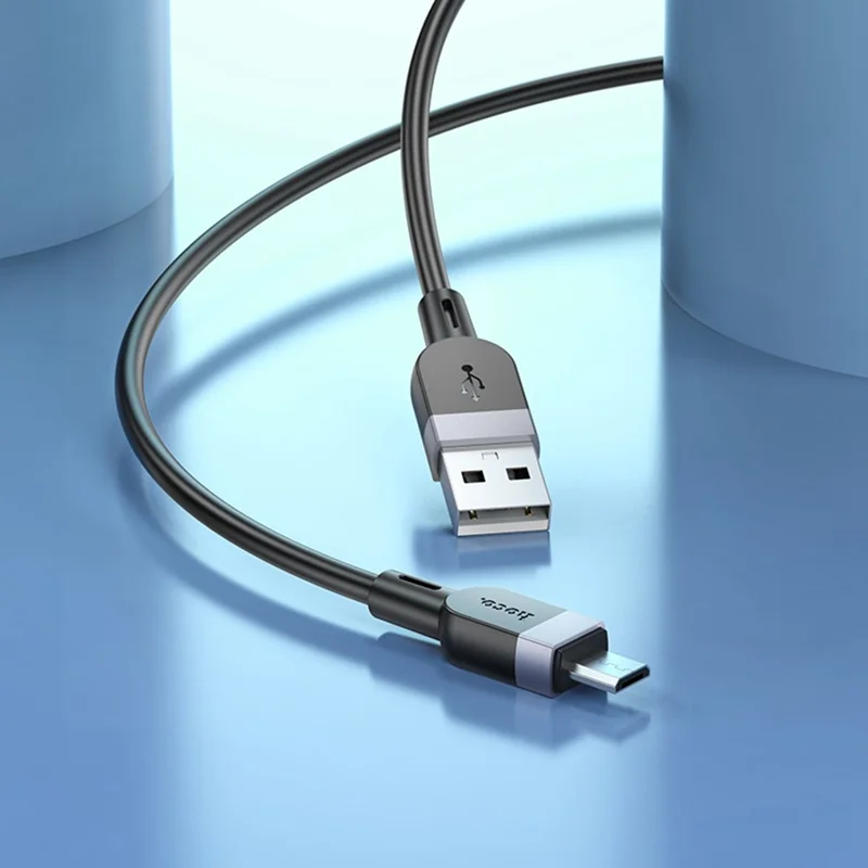 HOCO X109 2m USB-A to Micro-USB Silicone Flat Charging Data Cable - Black