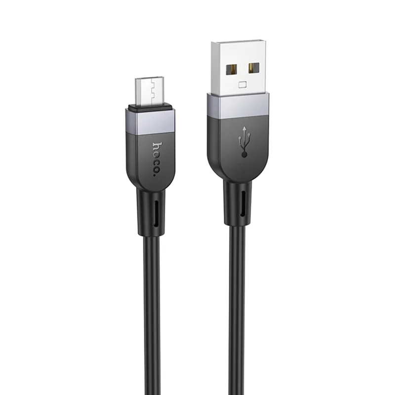 HOCO X109 2m USB-A to Micro-USB Silicone Flat Charging Data Cable - Black