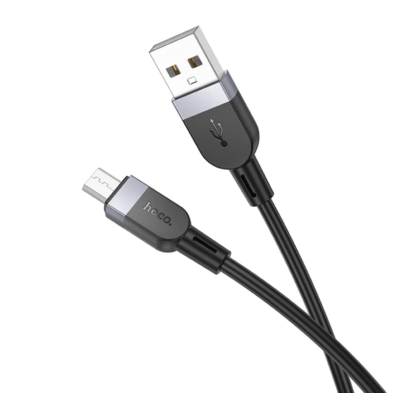 HOCO X109 2m USB-A to Micro-USB Silicone Flat Charging Data Cable - Black