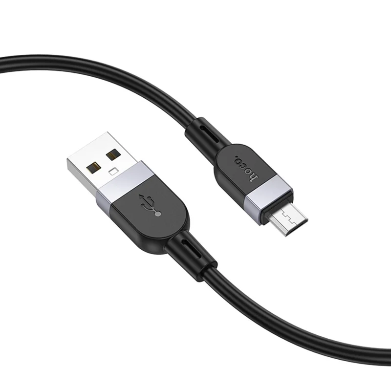 HOCO X109 2m USB-A to Micro-USB Silicone Flat Charging Data Cable - Black