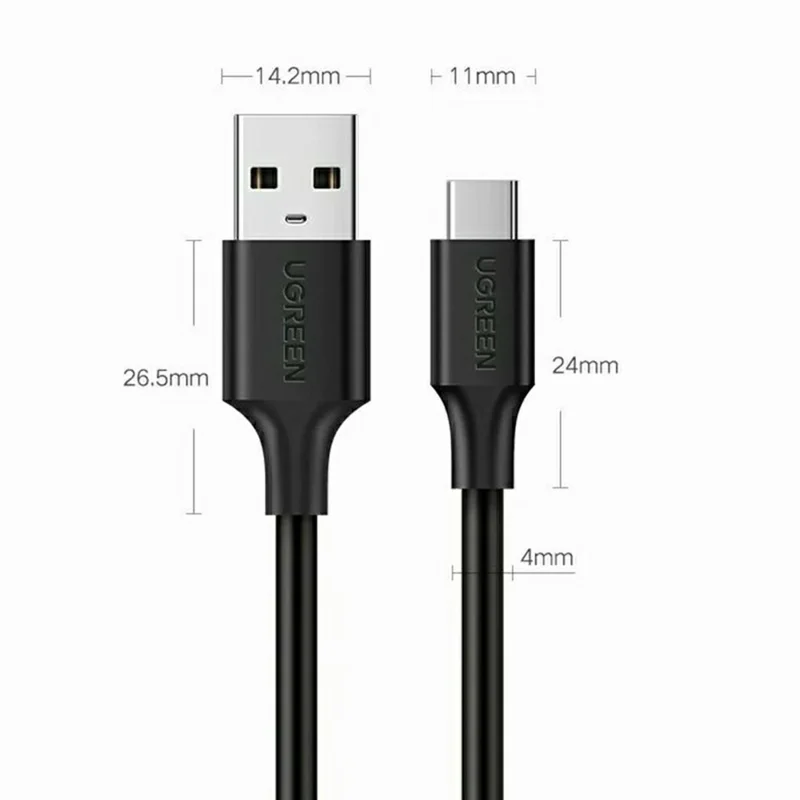 UGREEN US184 20884 2m USB-A to USB-C Cable 5Gbps 3A Fast Charging Data Transfer - Black