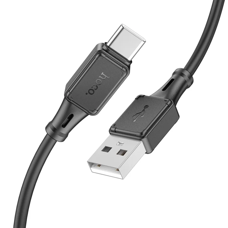 HOCO 1m Type-C Silicone 3A Charging Data Cable USB-A to USB-C Cord - Black