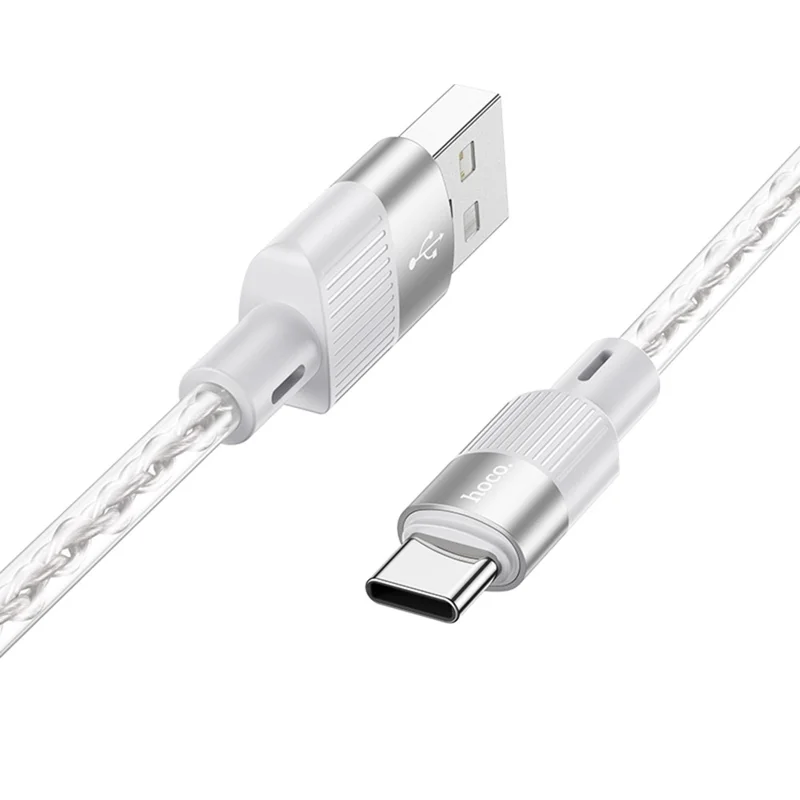 HOCO X99 1 м кристаллический силиконовый кабель USB-A на USB-C, зарядка 3 А, чёрный
