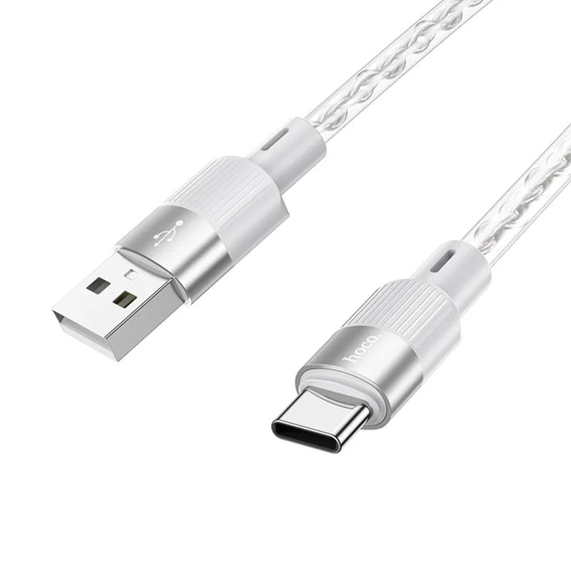 HOCO X99 1 м кристаллический силиконовый кабель USB-A на USB-C, зарядка 3 А, чёрный