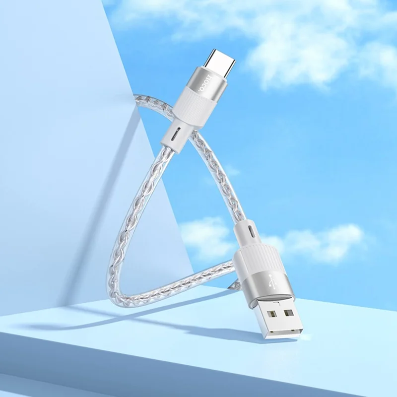 HOCO X99 1 м кристаллический силиконовый кабель USB-A на USB-C, зарядка 3 А, чёрный