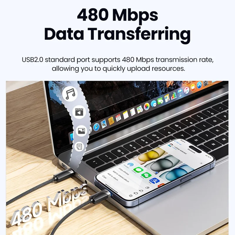 TOOCKI TQ-X07AC2 1m USB-C Cable 100W PD Fast Charging 5A High Current Auto Power-Off 480Mbps Data Transmission Charging Cable - Grey