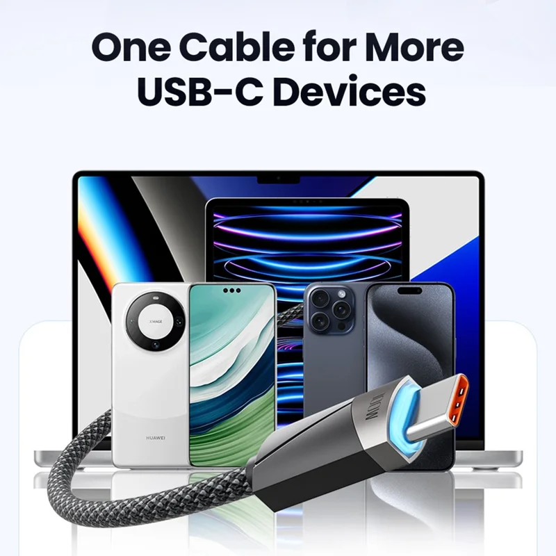 TOOCKI TQ-X07AC2 2m USB-C Cable 100W PD Fast Charging 5A High Current Auto Power-Off 480Mbps Data Transmission Charging Cable - Grey