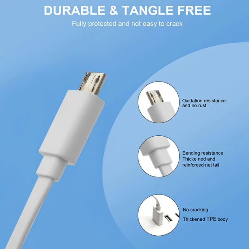 KELI 318mm USB to Micro USB Cable Ultra Thin Flat 480Mbps Data Sync Charging Cord - White