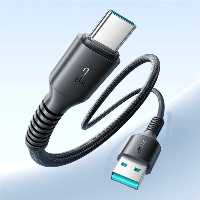JOYROOM S-A9U 1m USB-A to Type-C Cable 3A 480Mbps Nylon Braided Fast Charging Data Transfer Cord - Black
