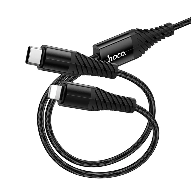 HOCO X123 1 m USB-C til IP + USB-C 2 i 1 opladningskabel, uden datatransmission - Sort